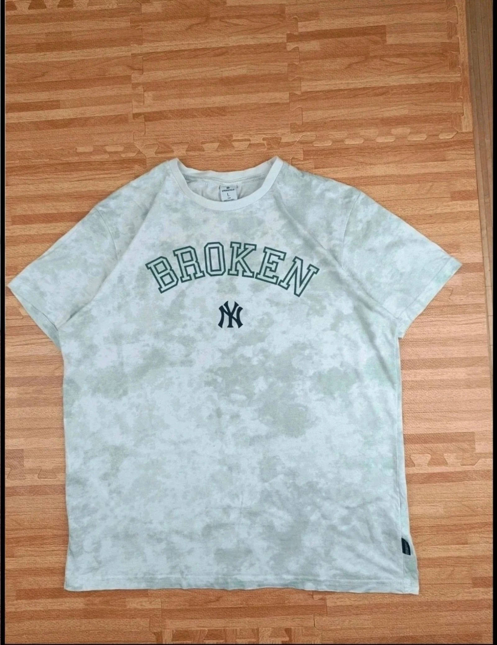 Springfield "Broken" NY Yankees Tie-Dye Tee Varsity Collegiate Green Size L – photo 8